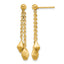 14K Yellow Gold Brushed & Polished Drop Earrings, 35mm