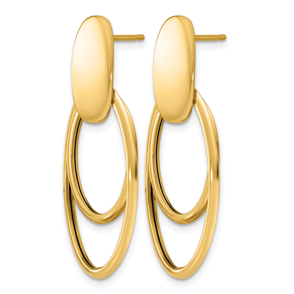 14K Yellow Gold Polished Drop Earrings, 35.6mm