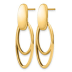 14K Yellow Gold Polished Drop Earrings, 35.6mm