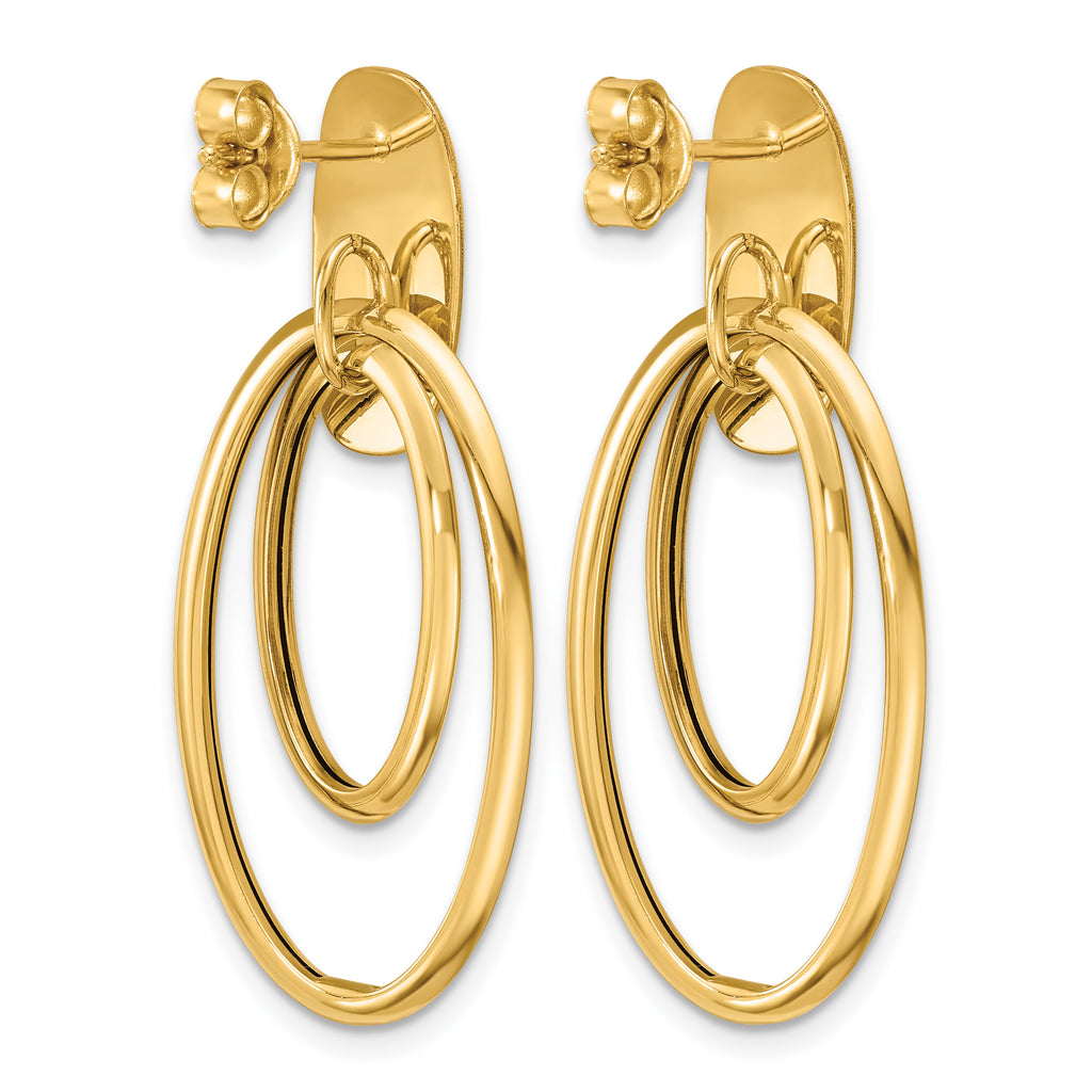 14K Yellow Gold Polished Drop Earrings, 35.6mm