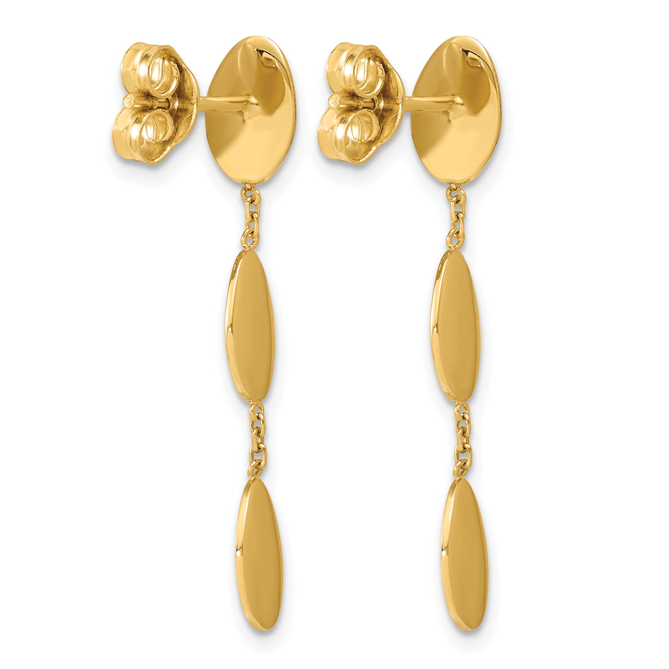 14K Yellow Gold Polished Drop Earrings, 32mm