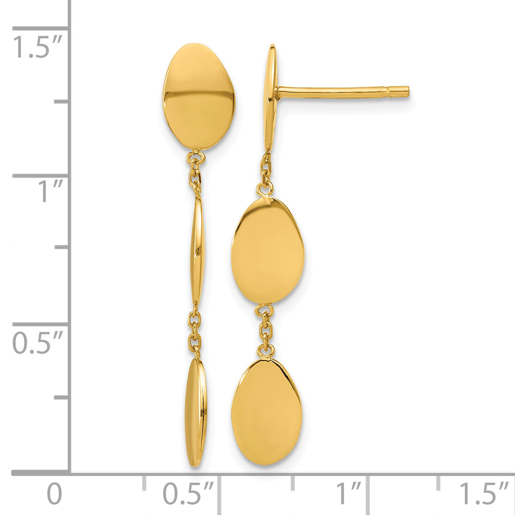 14K Yellow Gold Polished Drop Earrings, 32mm