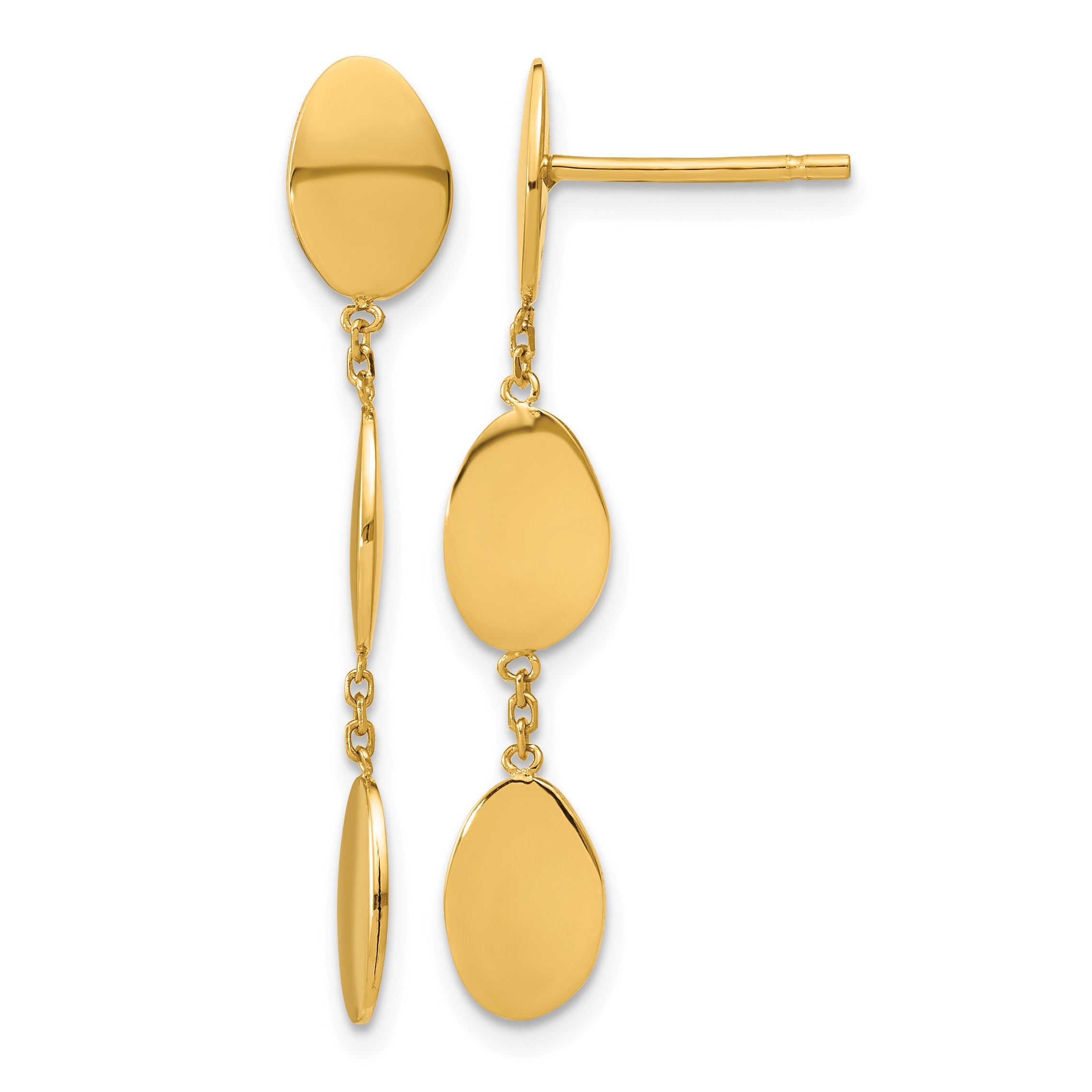 14K Yellow Gold Polished Drop Earrings, 32mm Main image