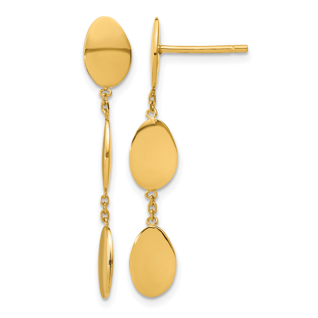14K Yellow Gold Polished Drop Earrings, 32mm