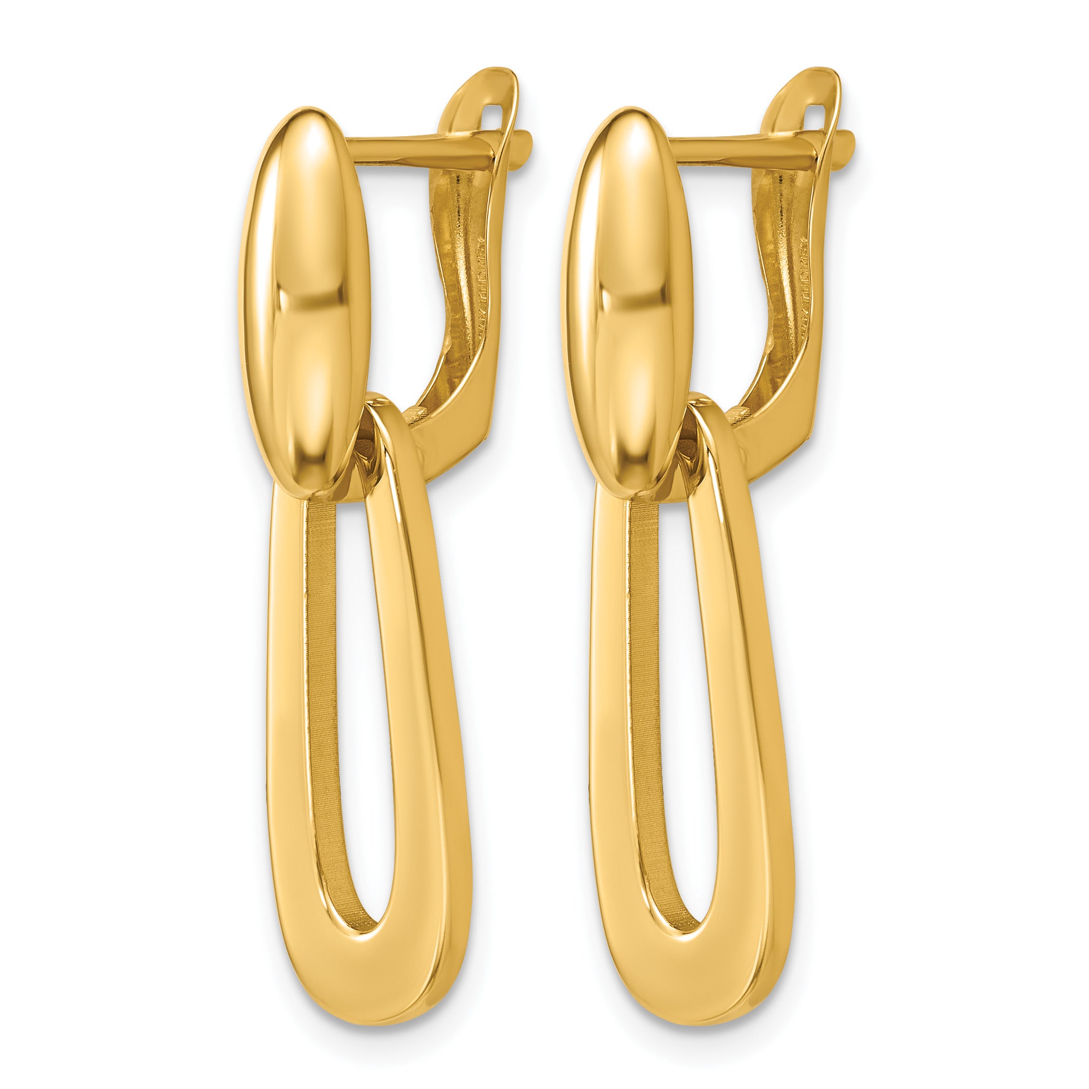14K Yellow Gold Polished Drop Earrings, 31mm