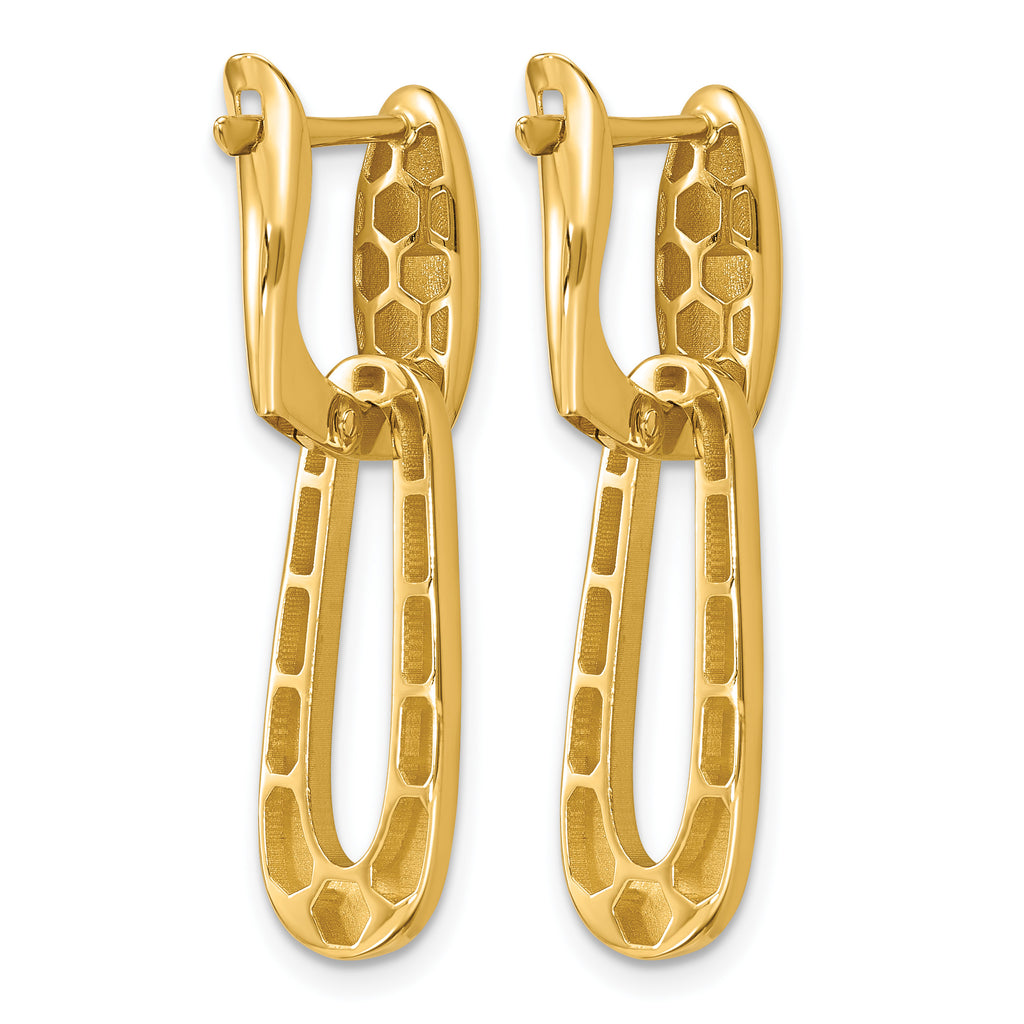 14K Yellow Gold Polished Drop Earrings, 31mm