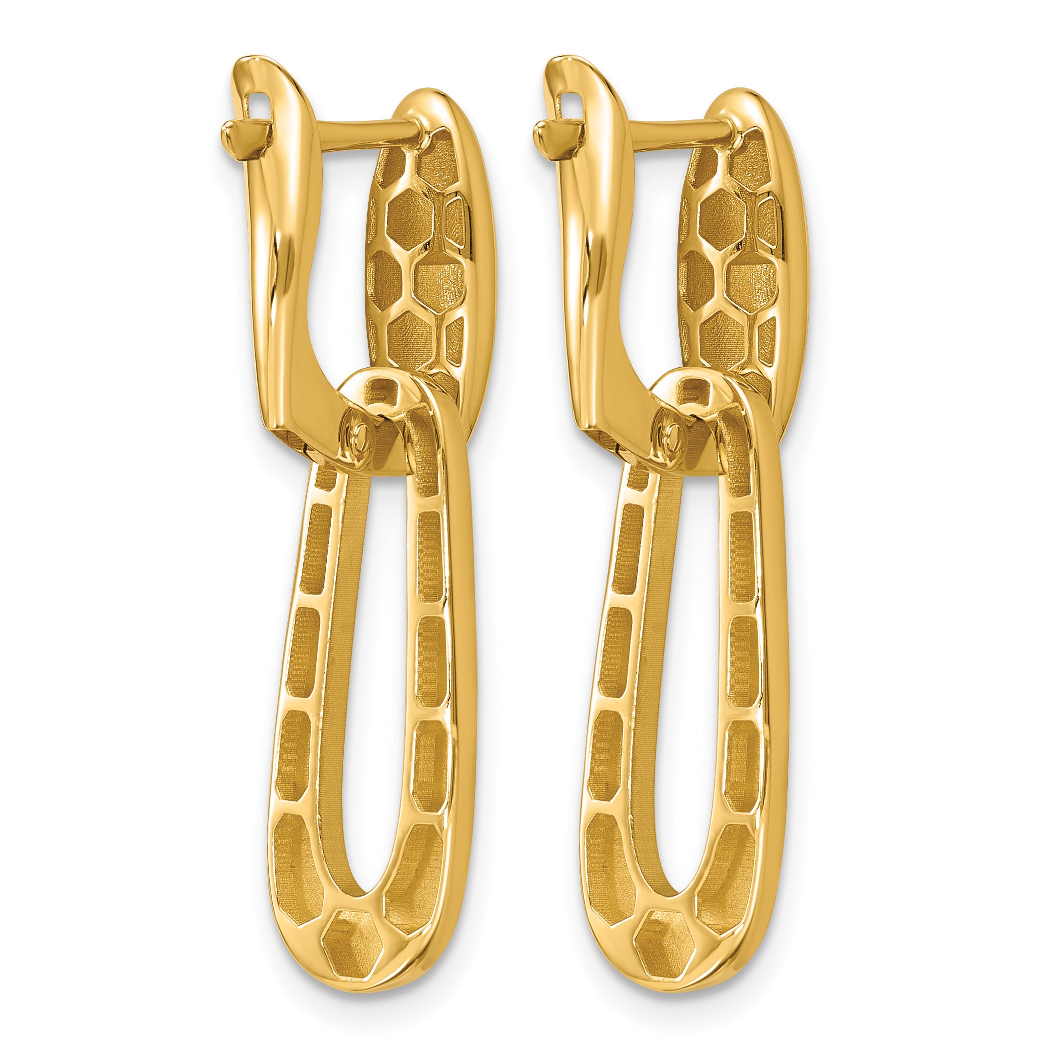 14K Yellow Gold Polished Drop Earrings, 31mm