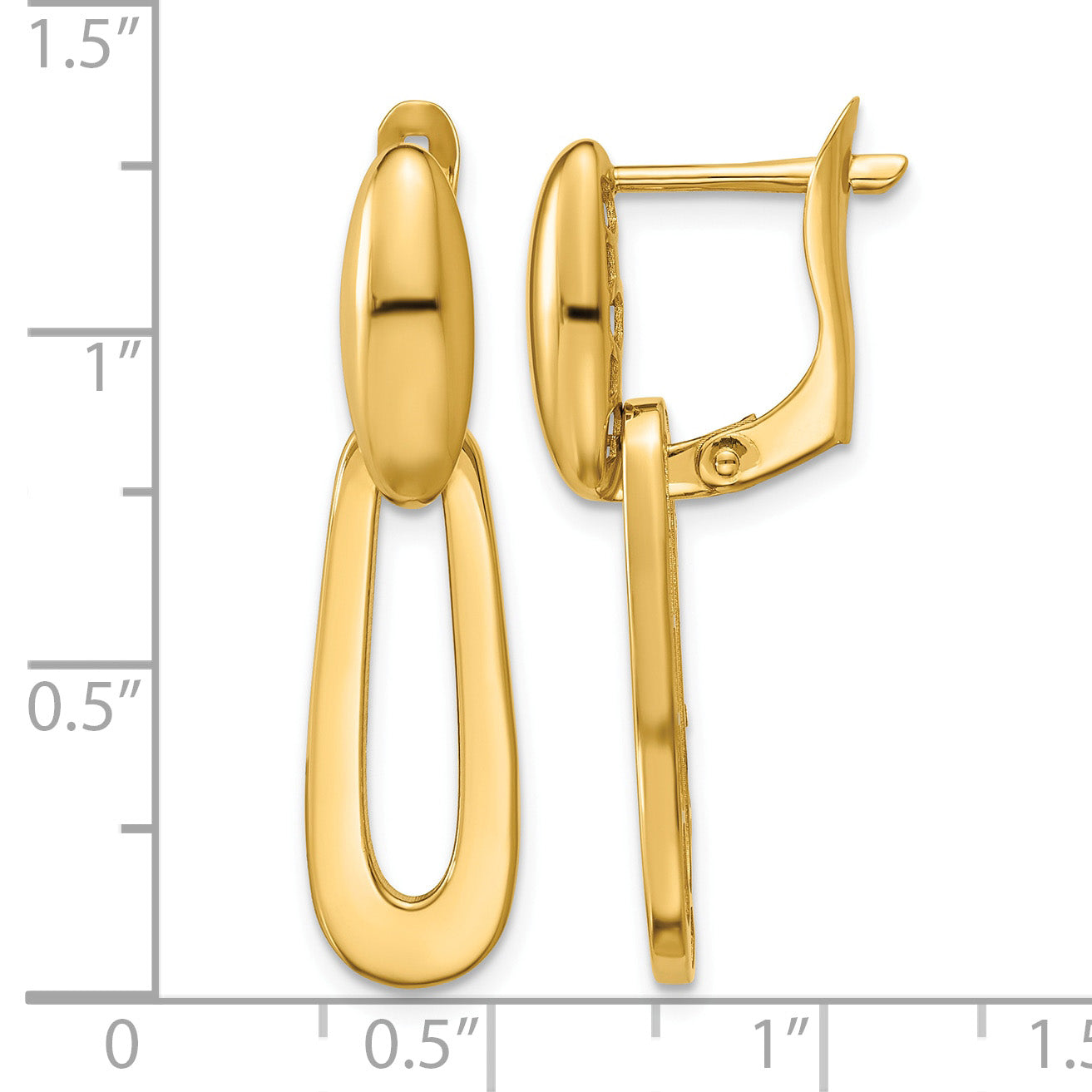 14K Yellow Gold Polished Drop Earrings, 31mm