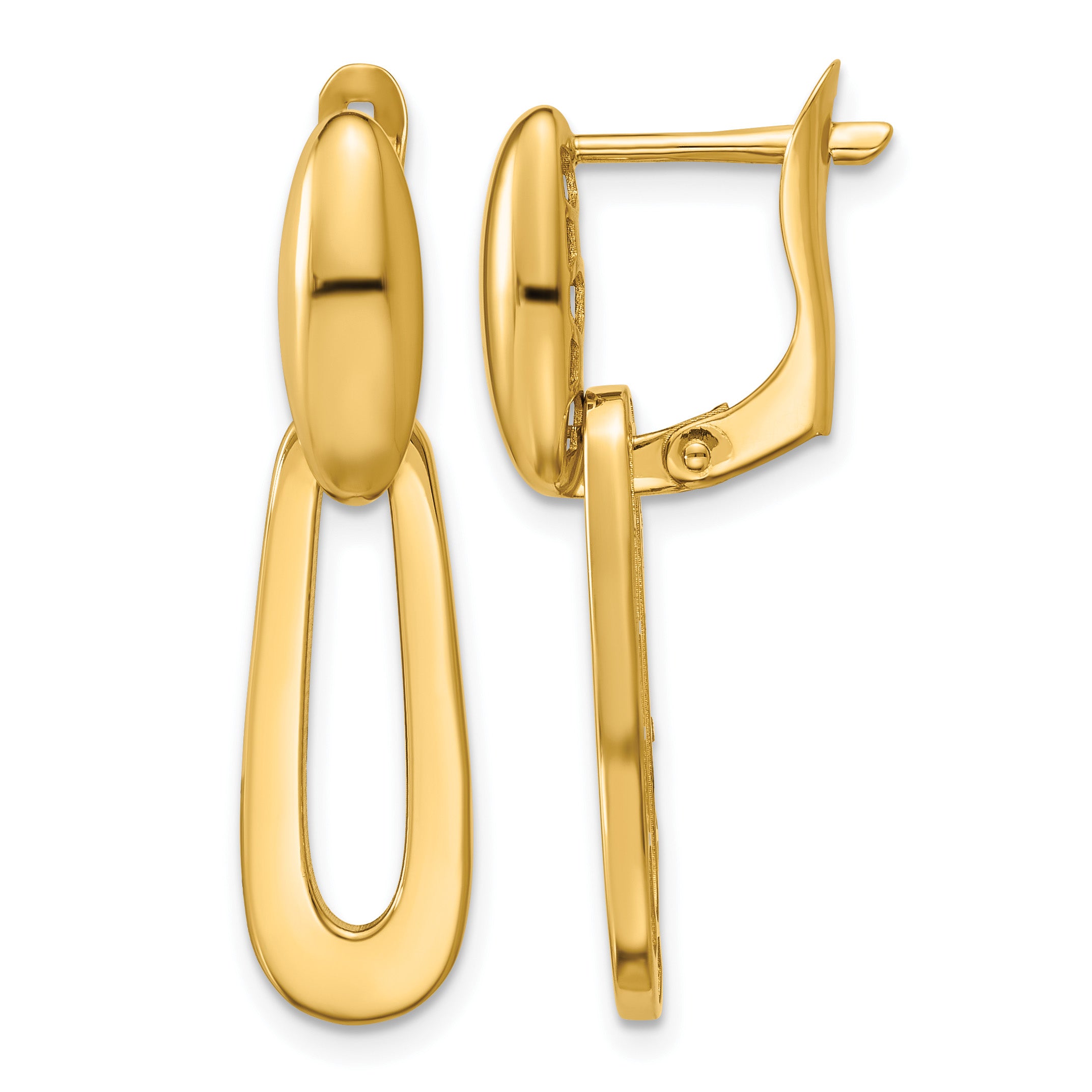 14K Yellow Gold Polished Drop Earrings, 31mm