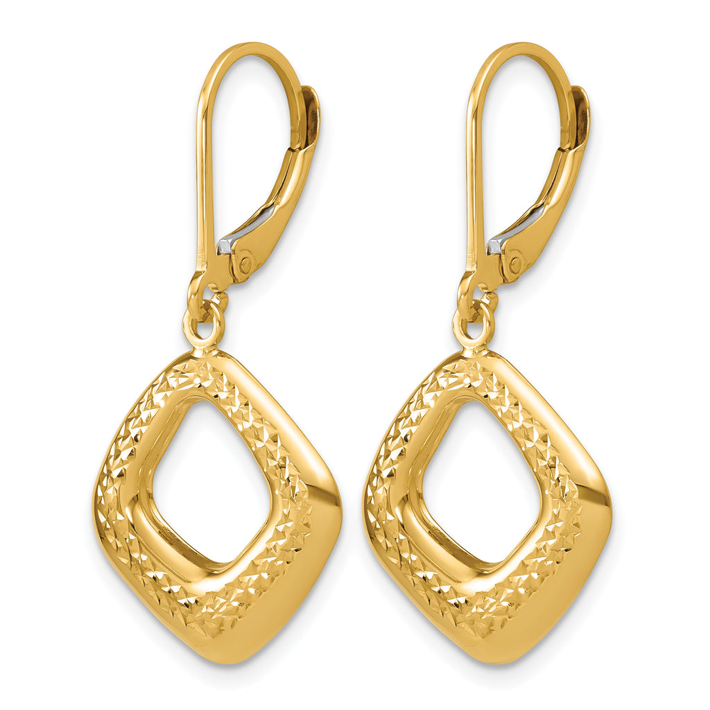 14K Yellow Gold Polished Drop Earrings, 34mm