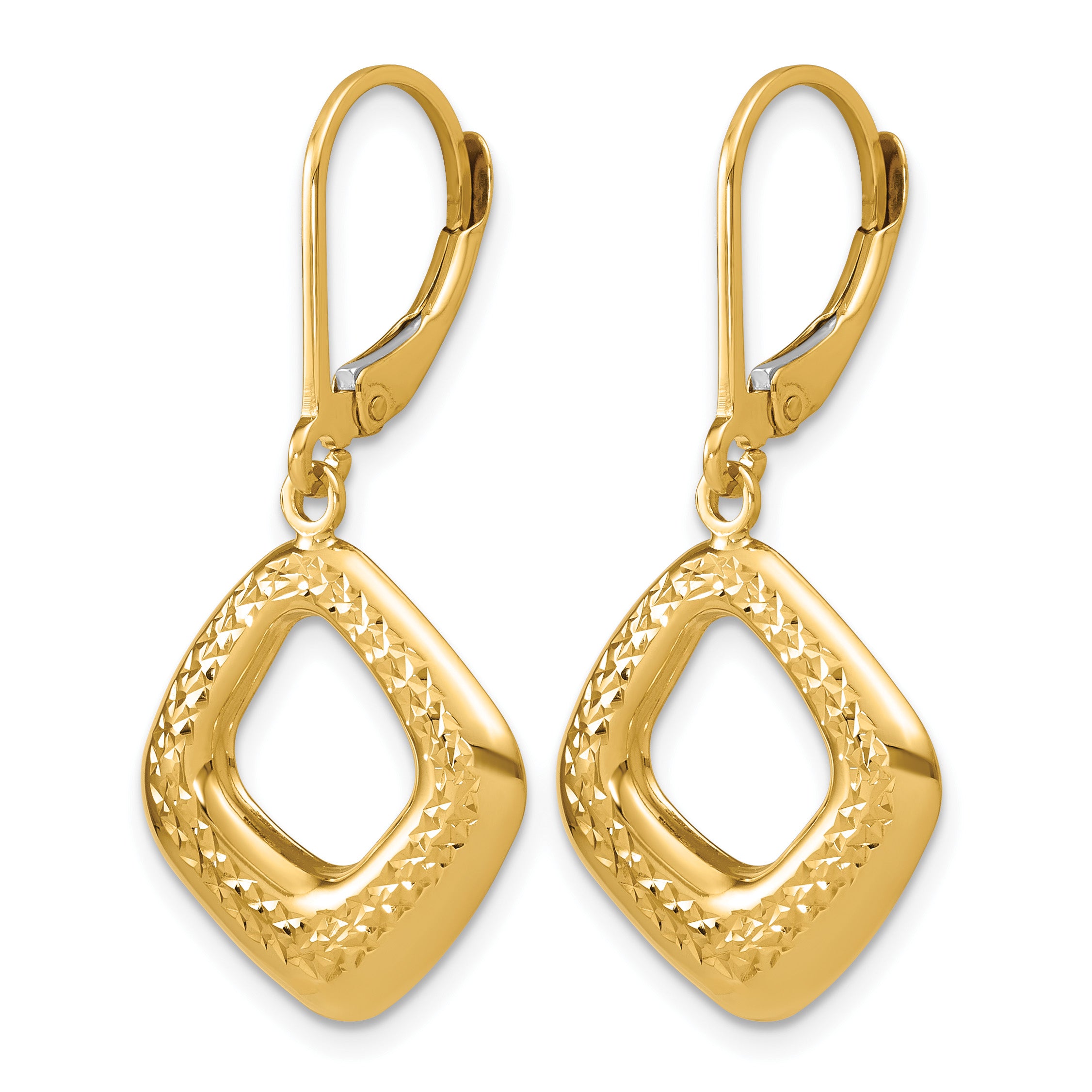 14K Yellow Gold Polished Drop Earrings, 34mm