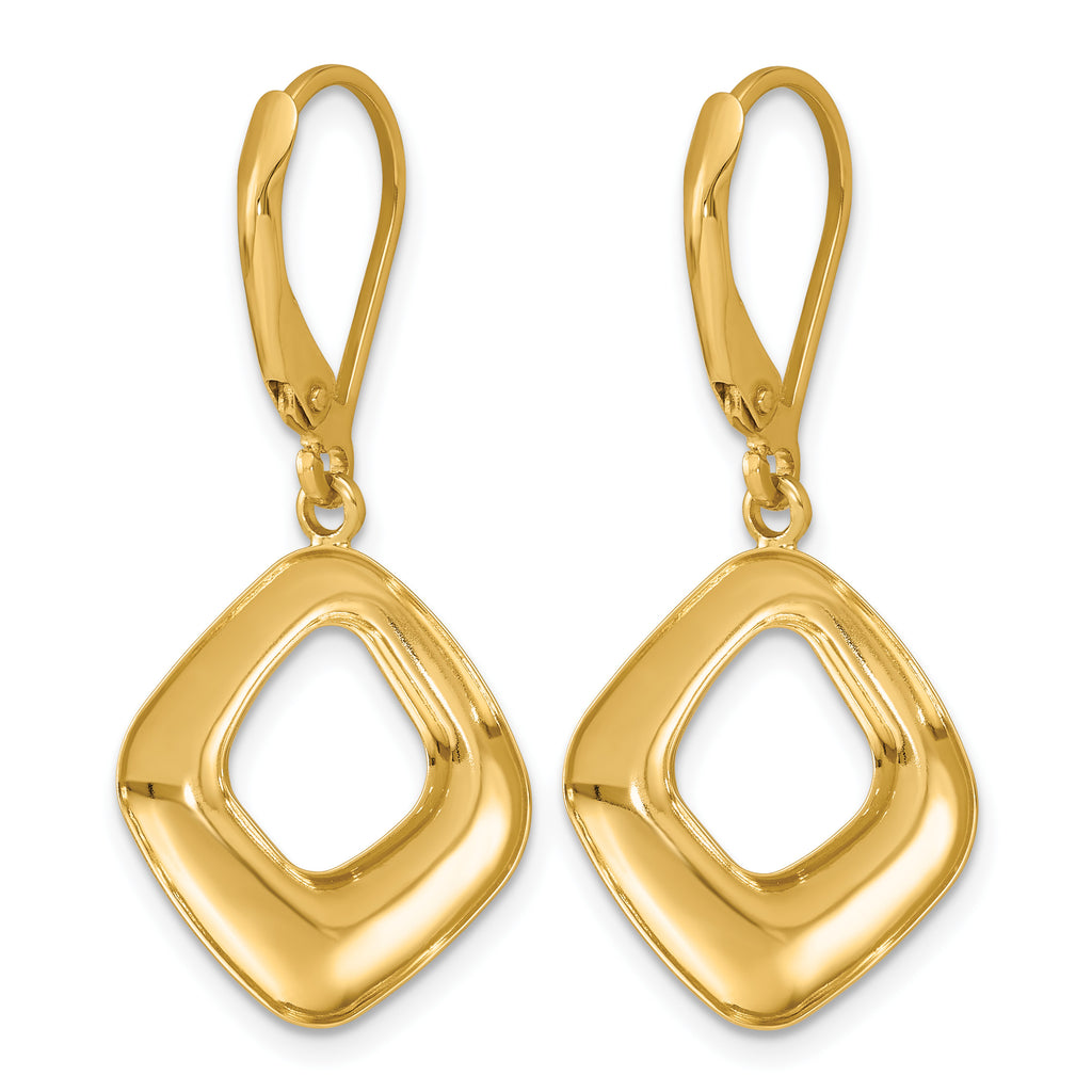 14K Yellow Gold Polished Drop Earrings, 34mm