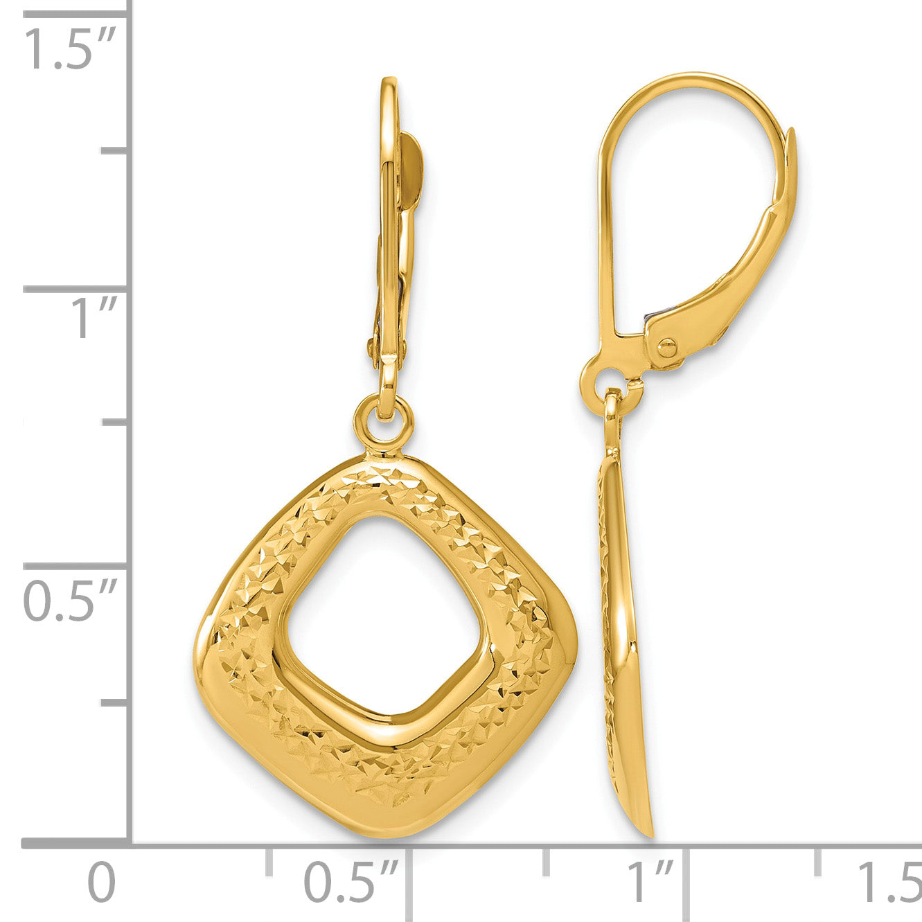 14K Yellow Gold Polished Drop Earrings, 34mm