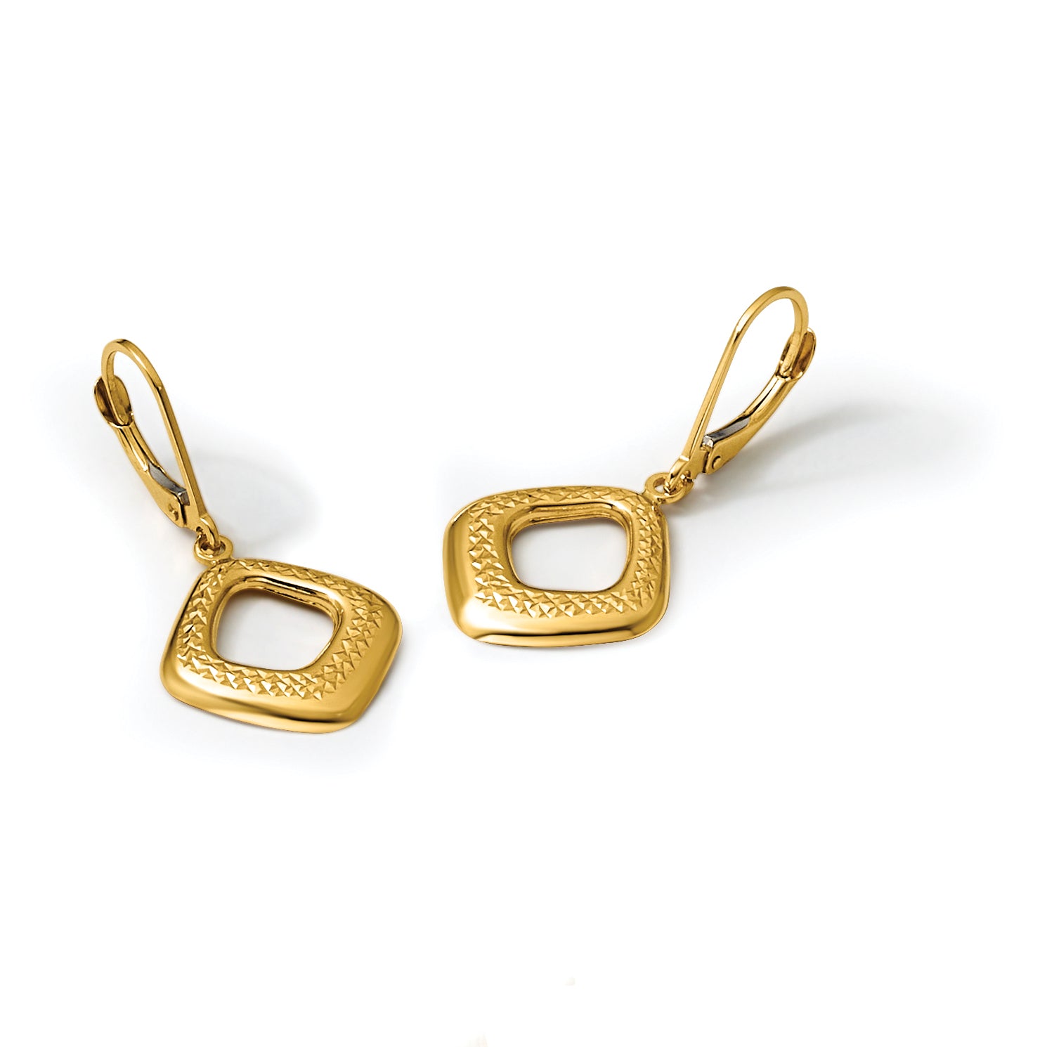 14K Yellow Gold Polished Drop Earrings, 34mm