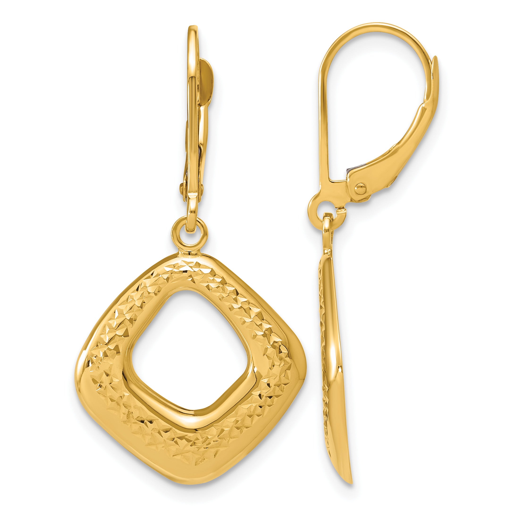 14K Yellow Gold Polished Drop Earrings, 34mm Main image