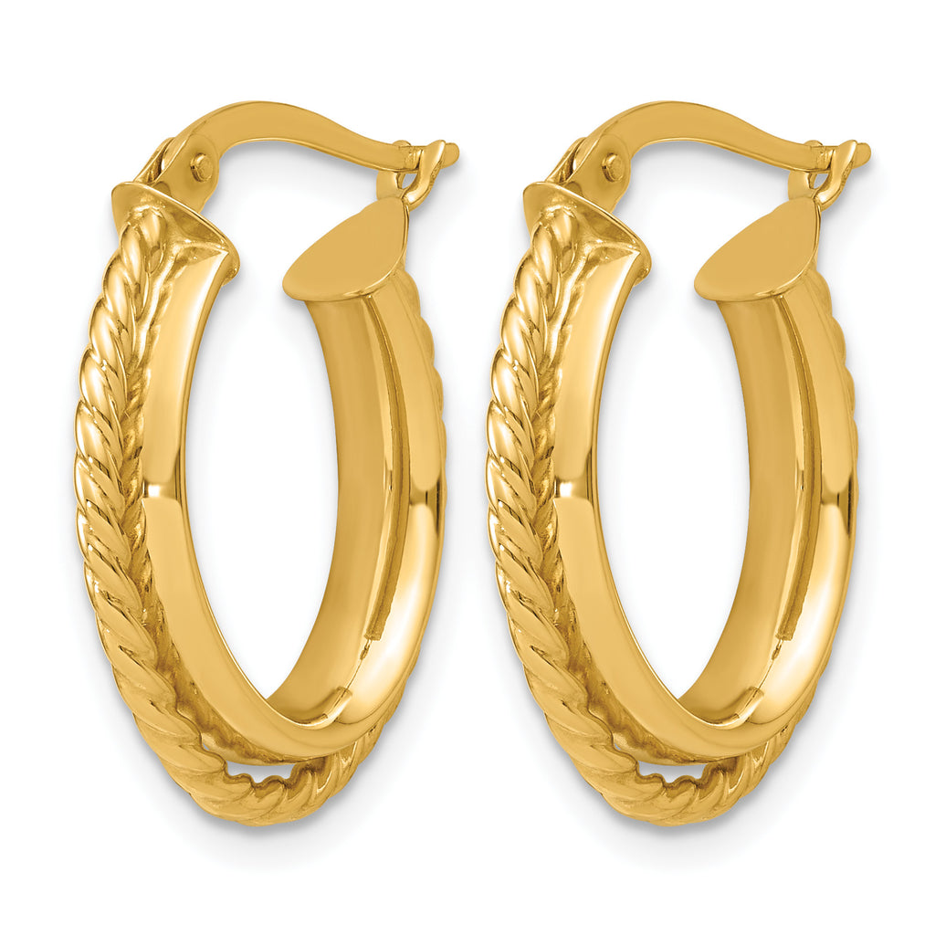 14K Yellow Gold Twisted Hoop Earrings, 4.2mm