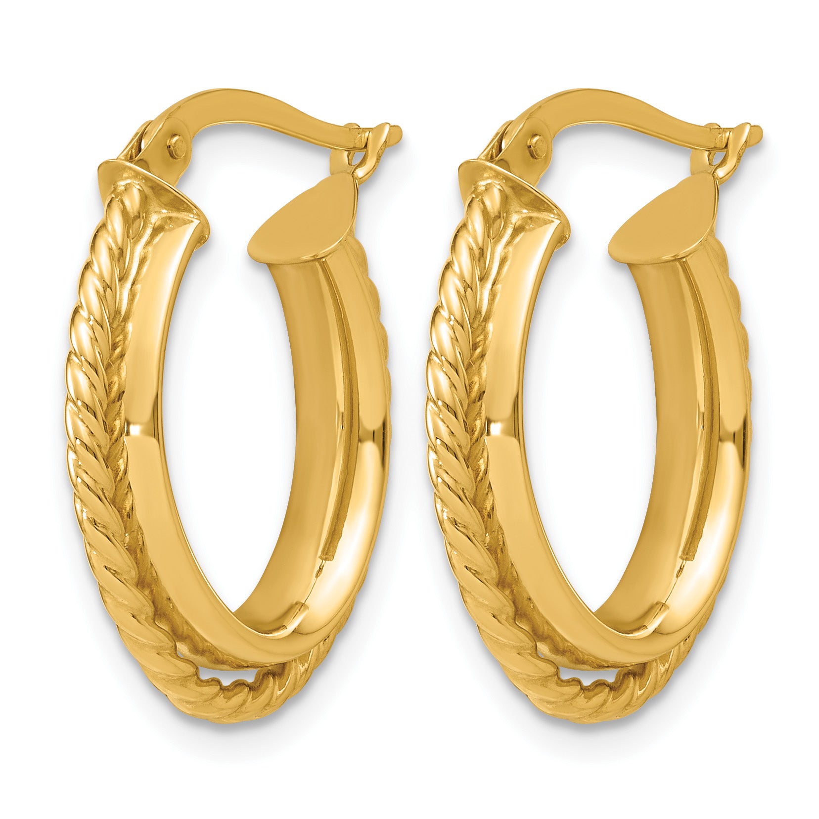 14K Yellow Gold Twisted Hoop Earrings, 4.2mm