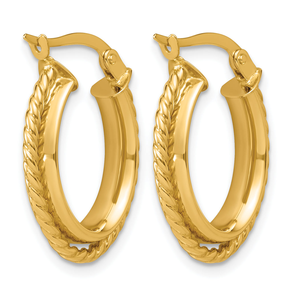 14K Yellow Gold Twisted Hoop Earrings, 4.2mm