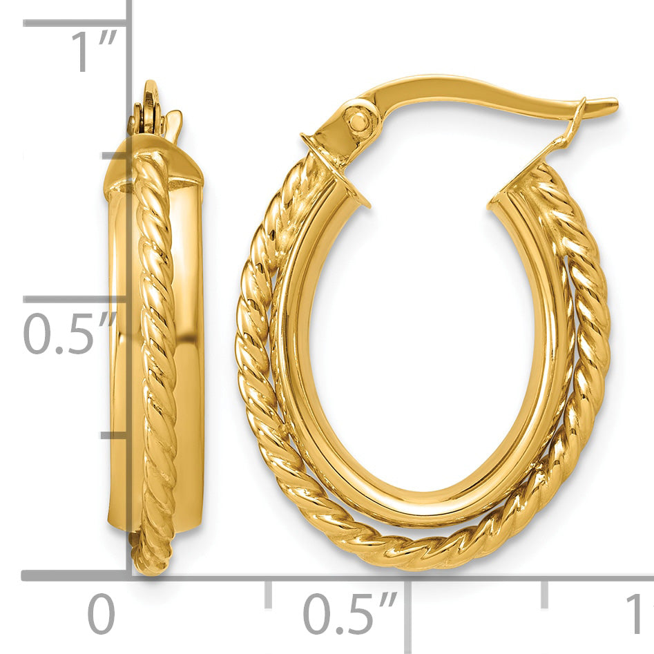 14K Yellow Gold Twisted Hoop Earrings, 4.2mm