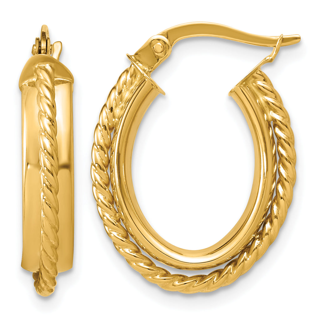 14K Yellow Gold Twisted Hoop Earrings, 4.2mm