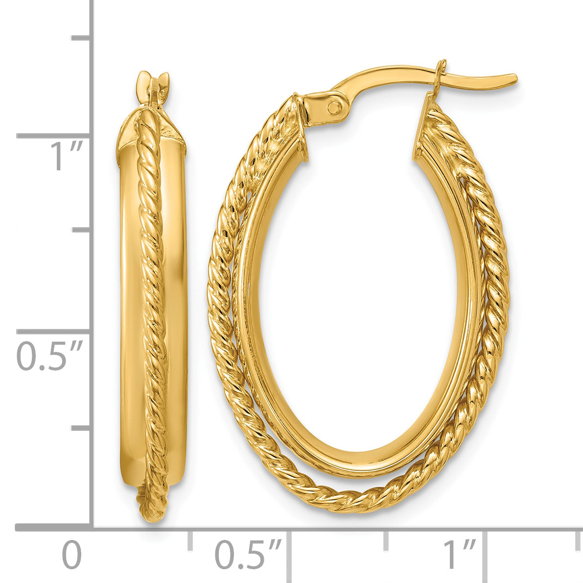 14K Yellow Gold Twisted Hoop Earrings, 4.2mm