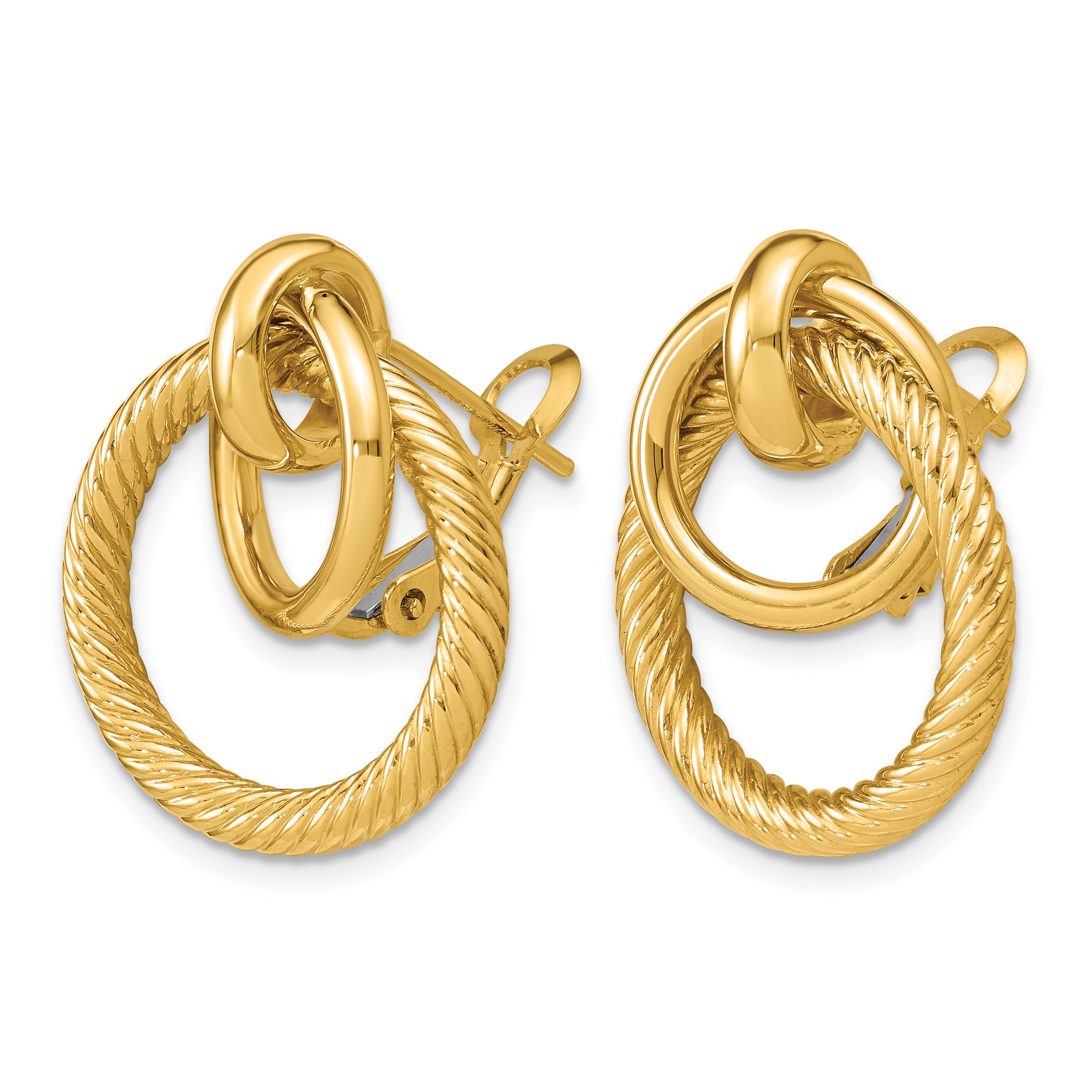 14K Yellow Gold Textured Button Earrings