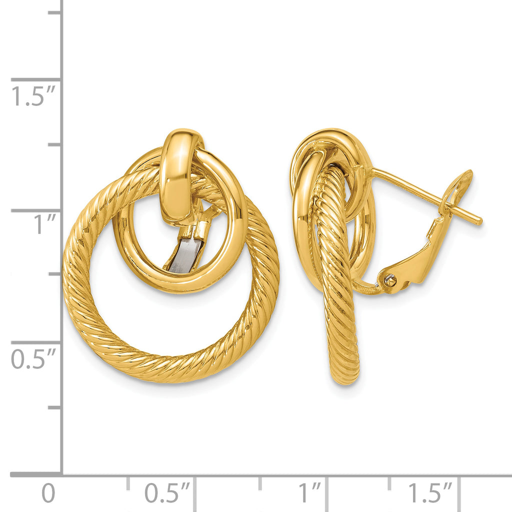 14K Yellow Gold Textured Button Earrings