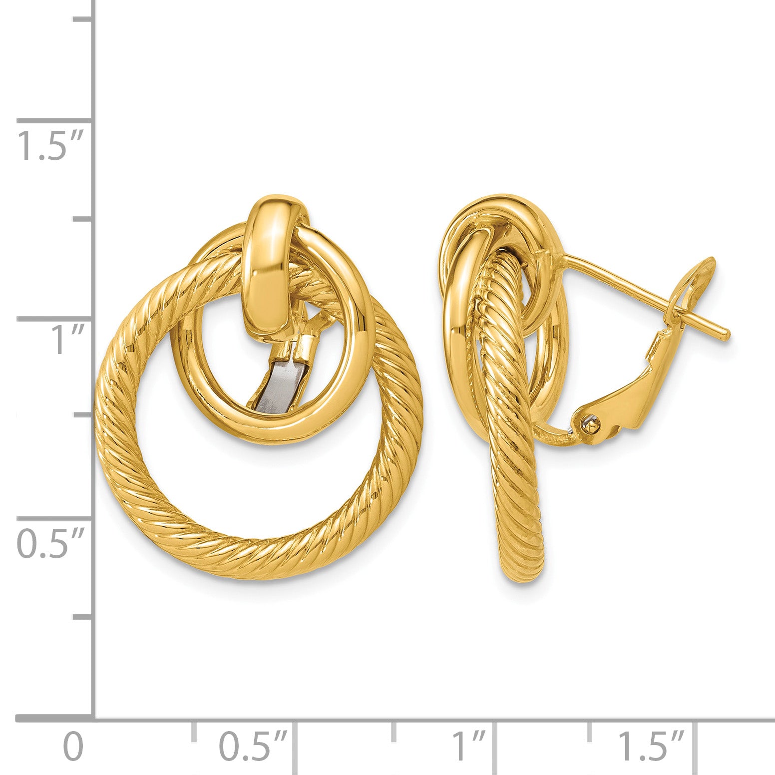 14K Yellow Gold Textured Button Earrings