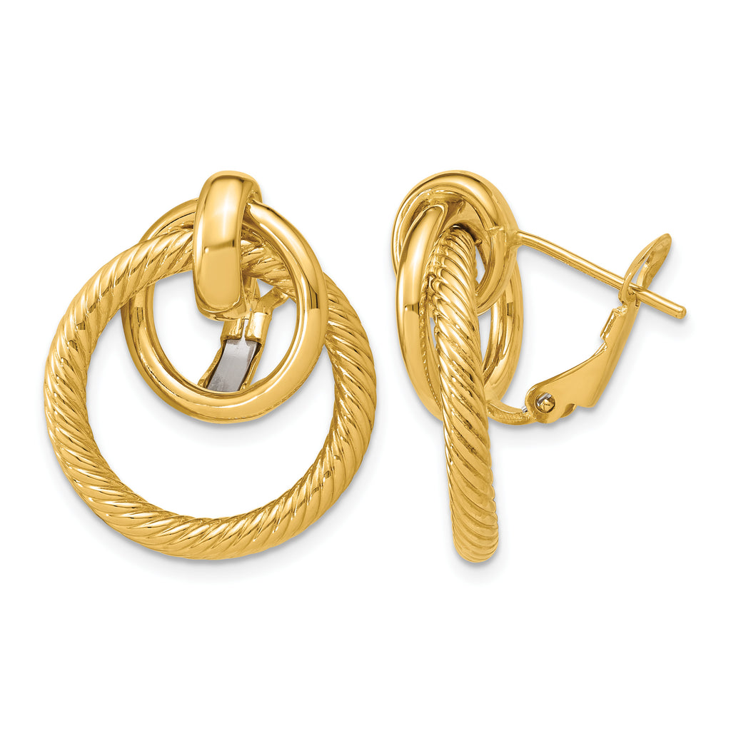 14K Yellow Gold Textured Button Earrings