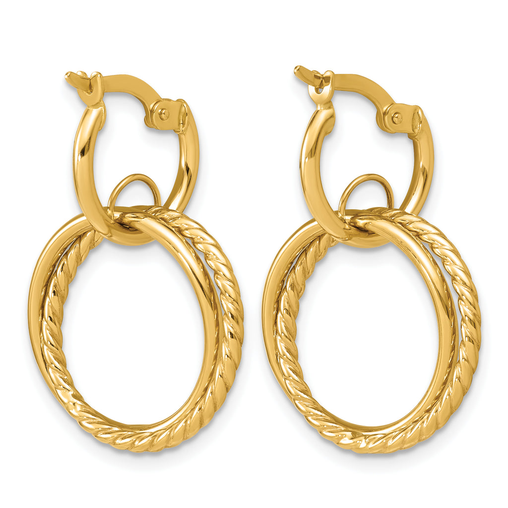 14K Yellow Gold Twisted Drop Earrings