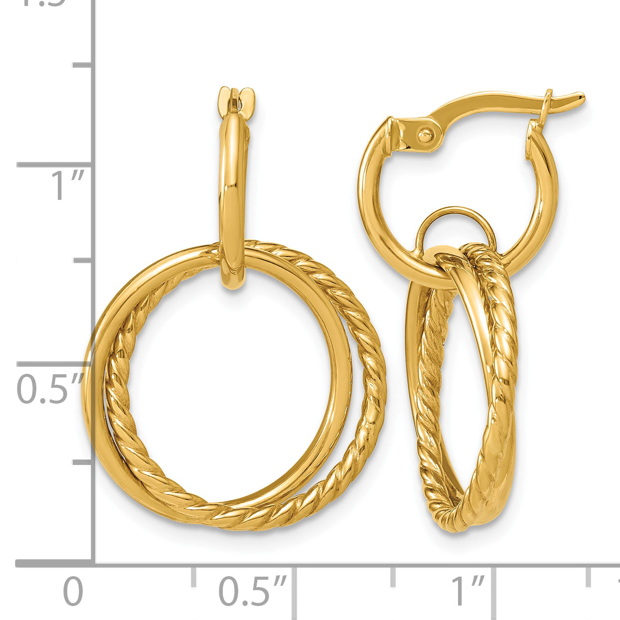 14K Yellow Gold Twisted Drop Earrings