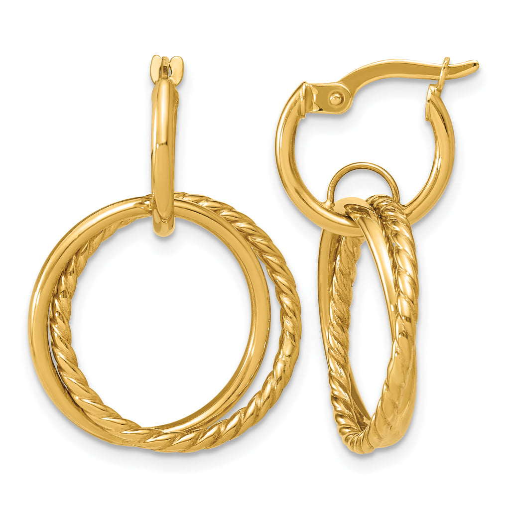 14K Yellow Gold Twisted Drop Earrings