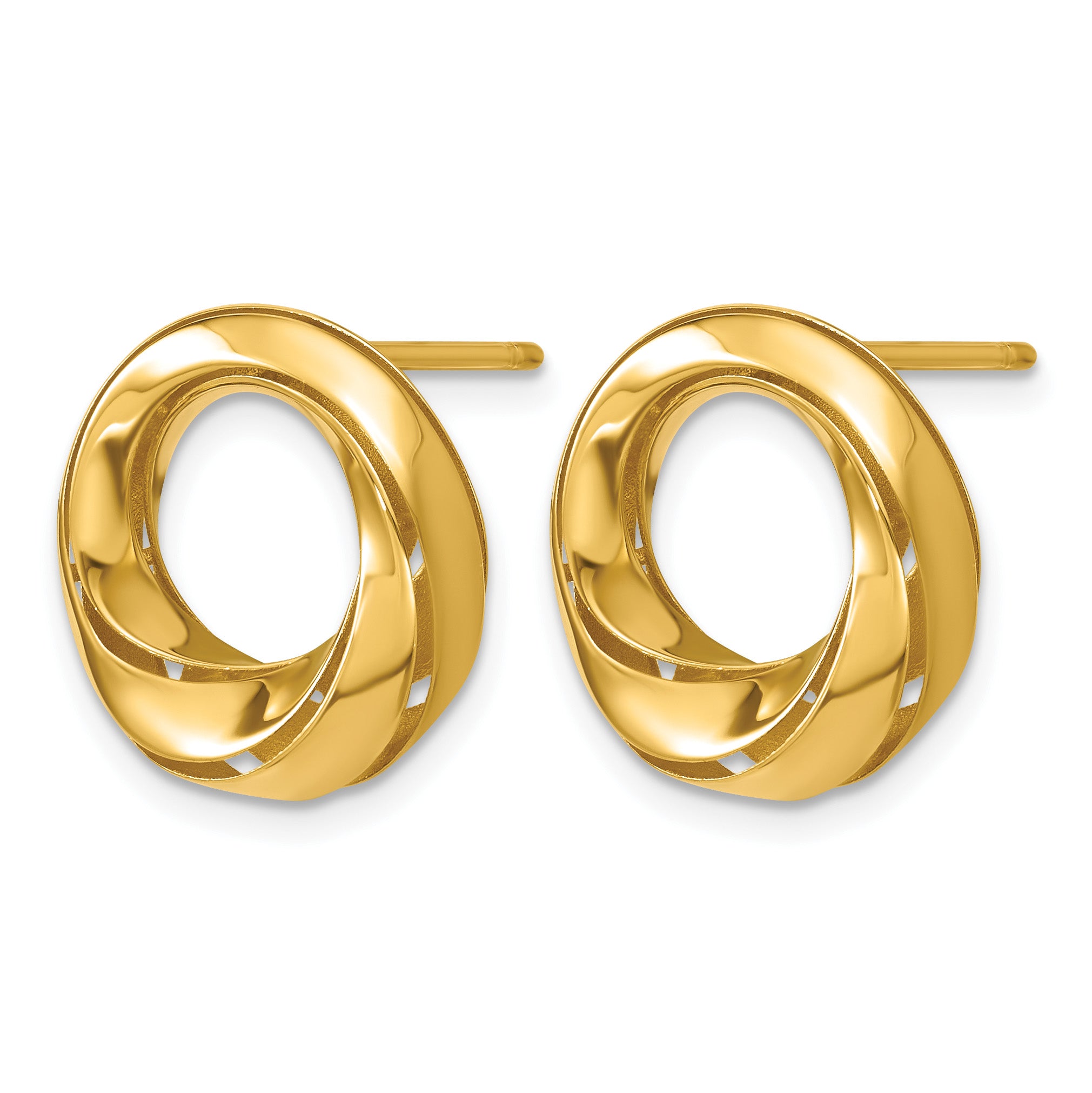 14K Yellow Gold Polished Button Earrings, 15.8mm