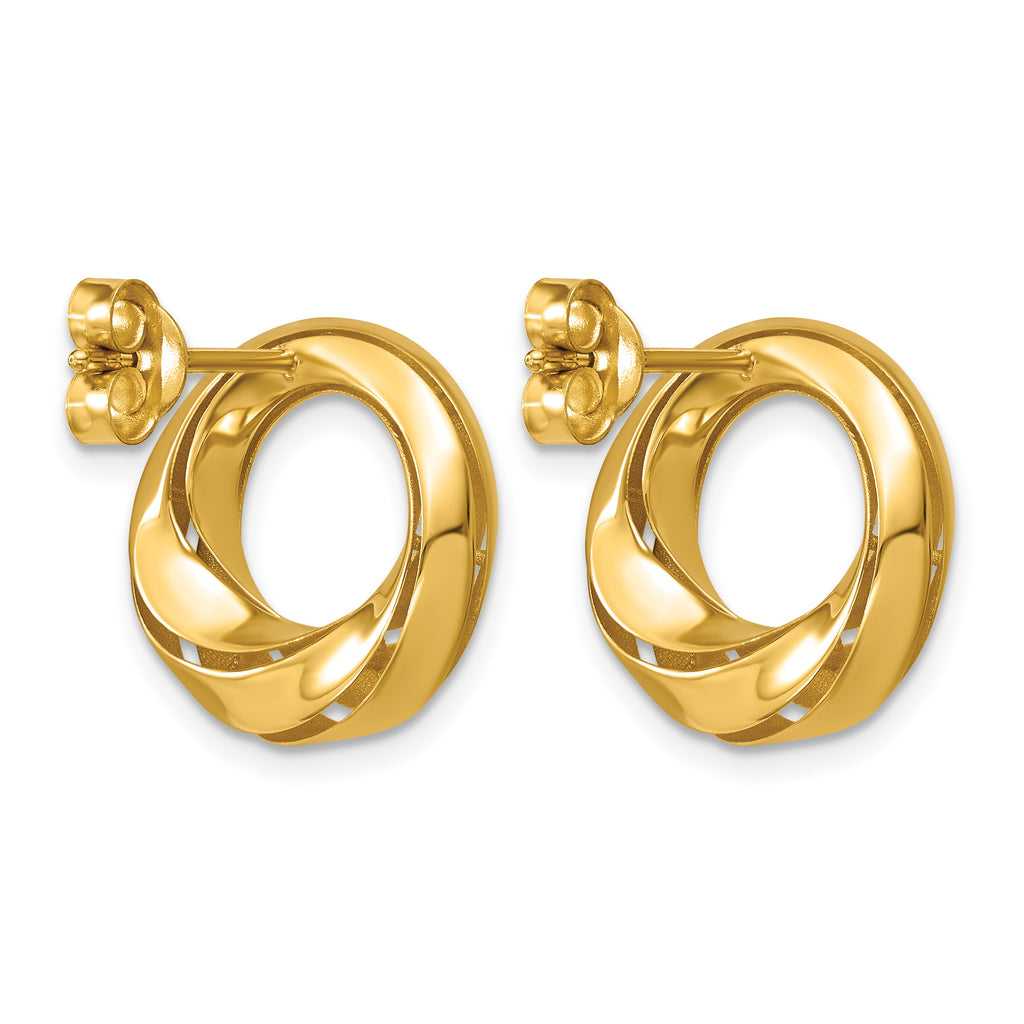 14K Yellow Gold Polished Button Earrings, 15.8mm