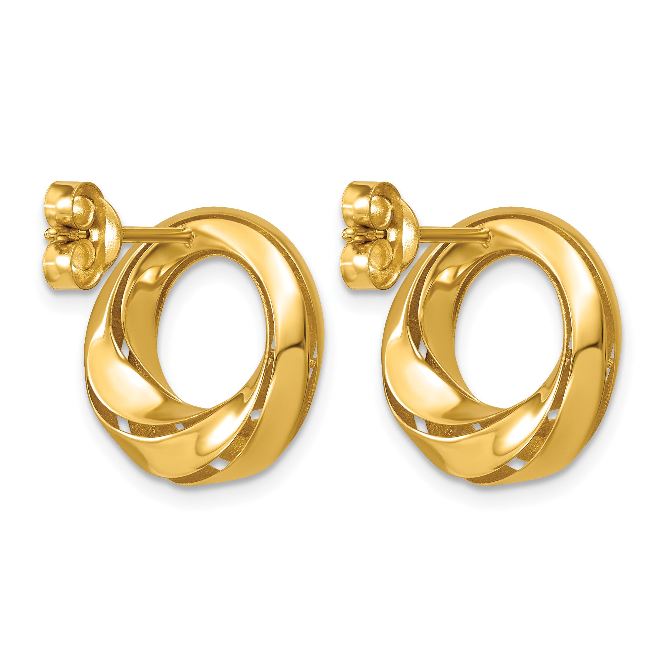 14K Yellow Gold Polished Button Earrings, 15.8mm