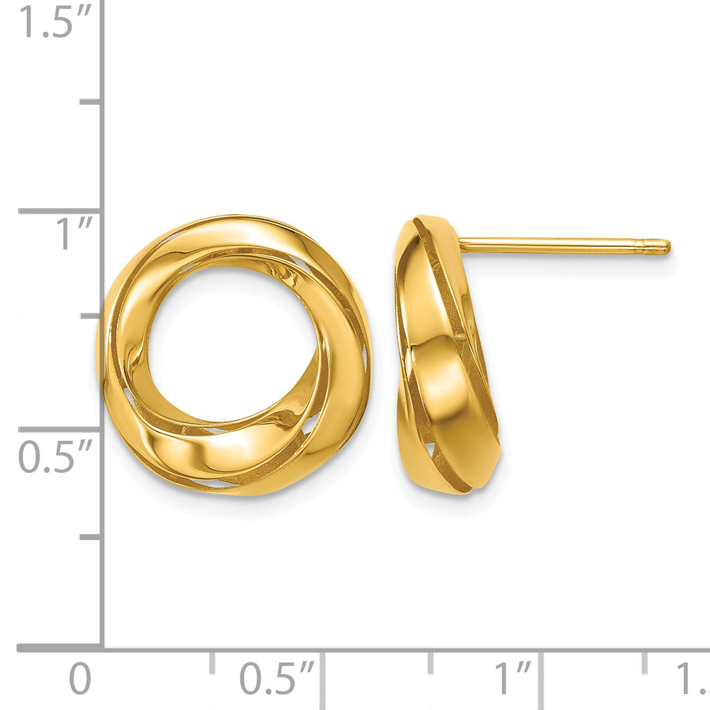 14K Yellow Gold Polished Button Earrings, 15.8mm