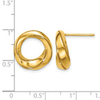 14K Yellow Gold Polished Button Earrings, 15.8mm