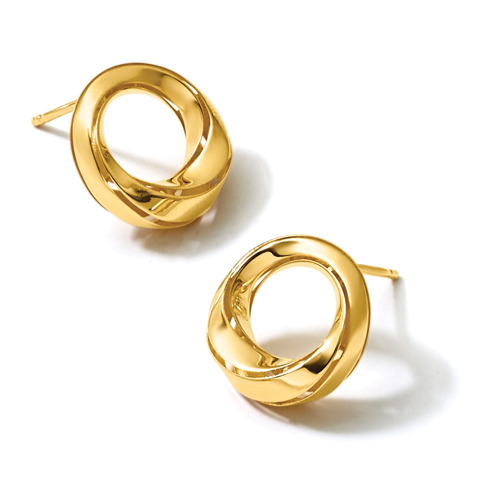 14K Yellow Gold Polished Button Earrings, 15.8mm