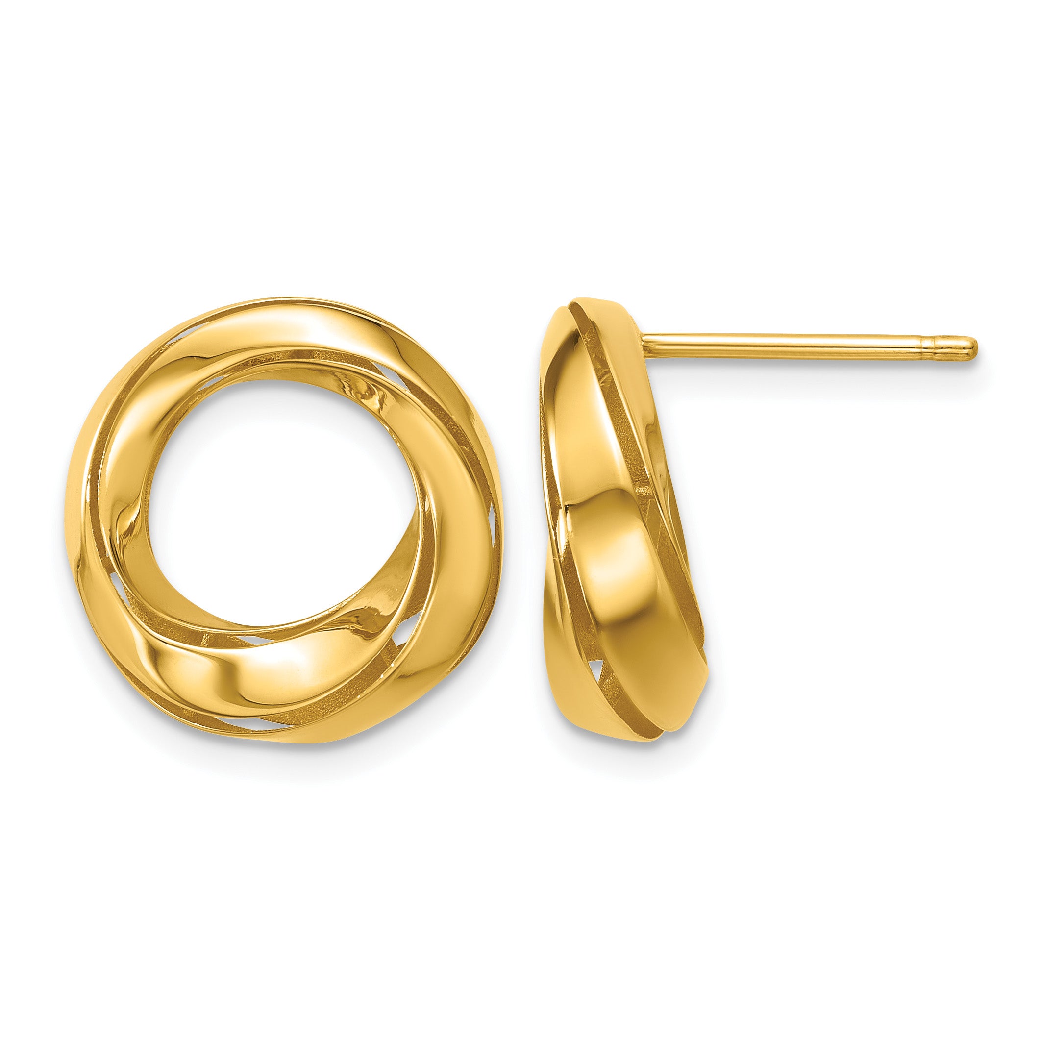 14K Yellow Gold Polished Button Earrings, 15.8mm