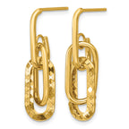 14K Yellow Gold Polished Drop Earrings, 30mm