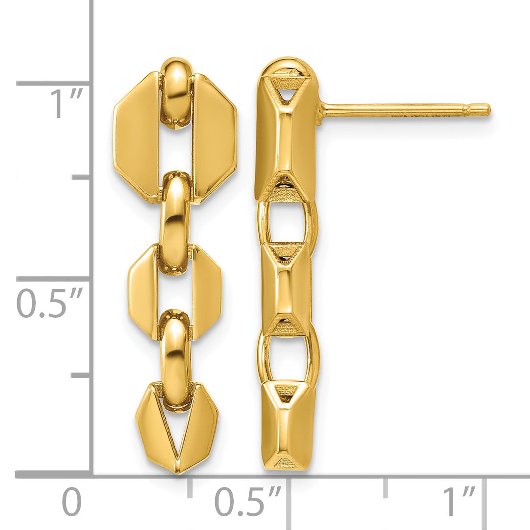 14K Yellow Gold Polished Drop Earrings, 24.25mm