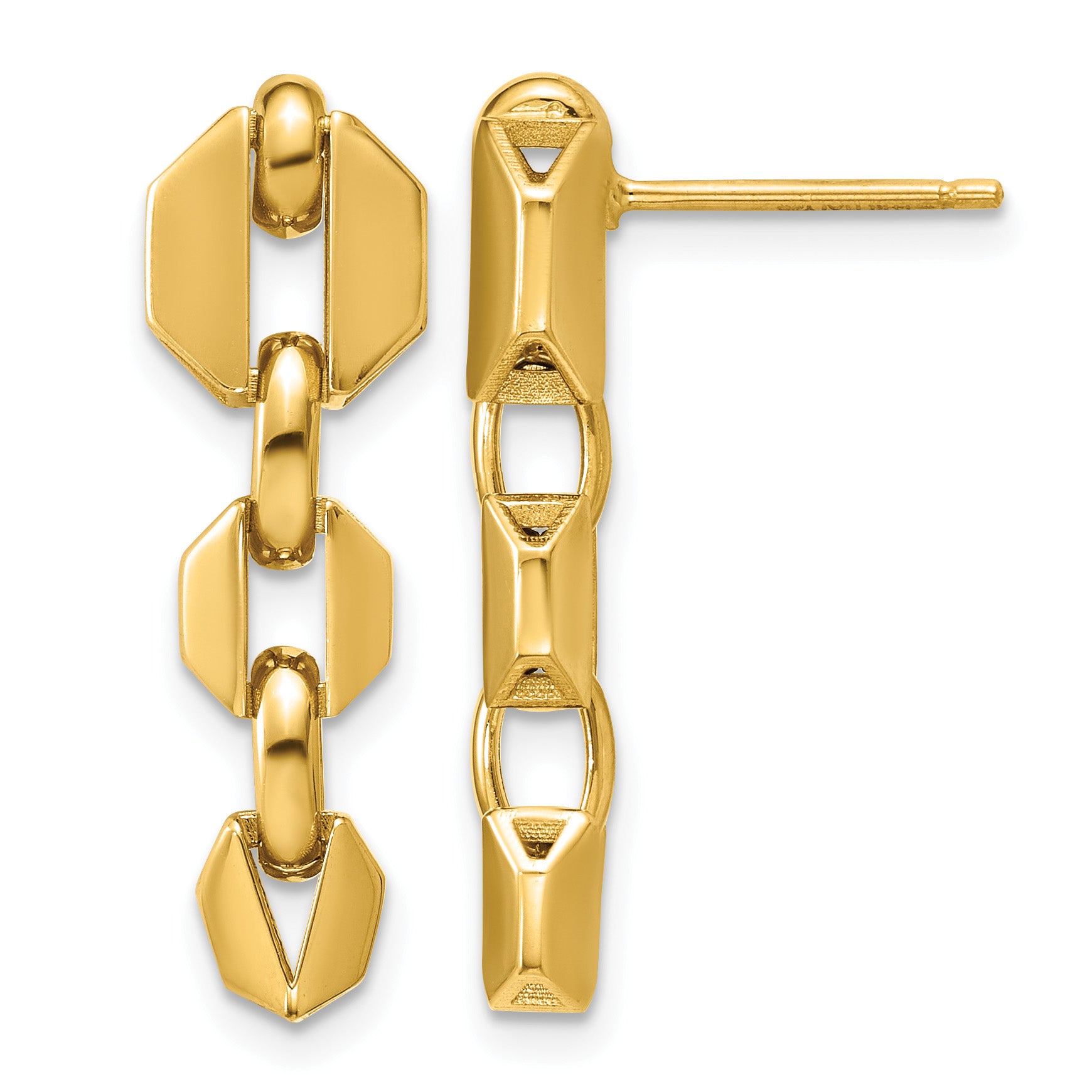 14K Yellow Gold Polished Drop Earrings, 24.25mm