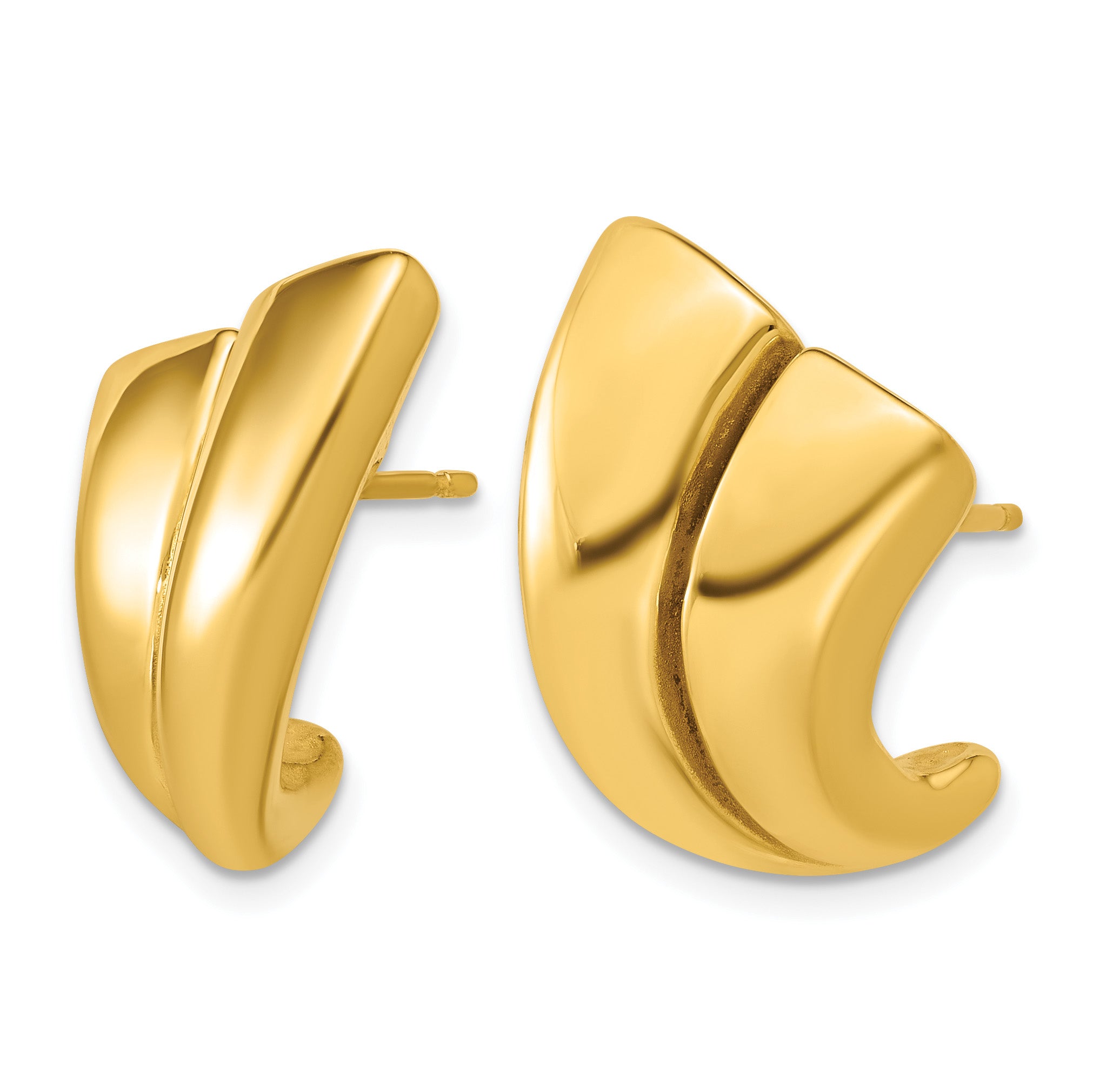 14K Yellow Gold Grooved Drop Earrings, 21.75mm Secondary image
