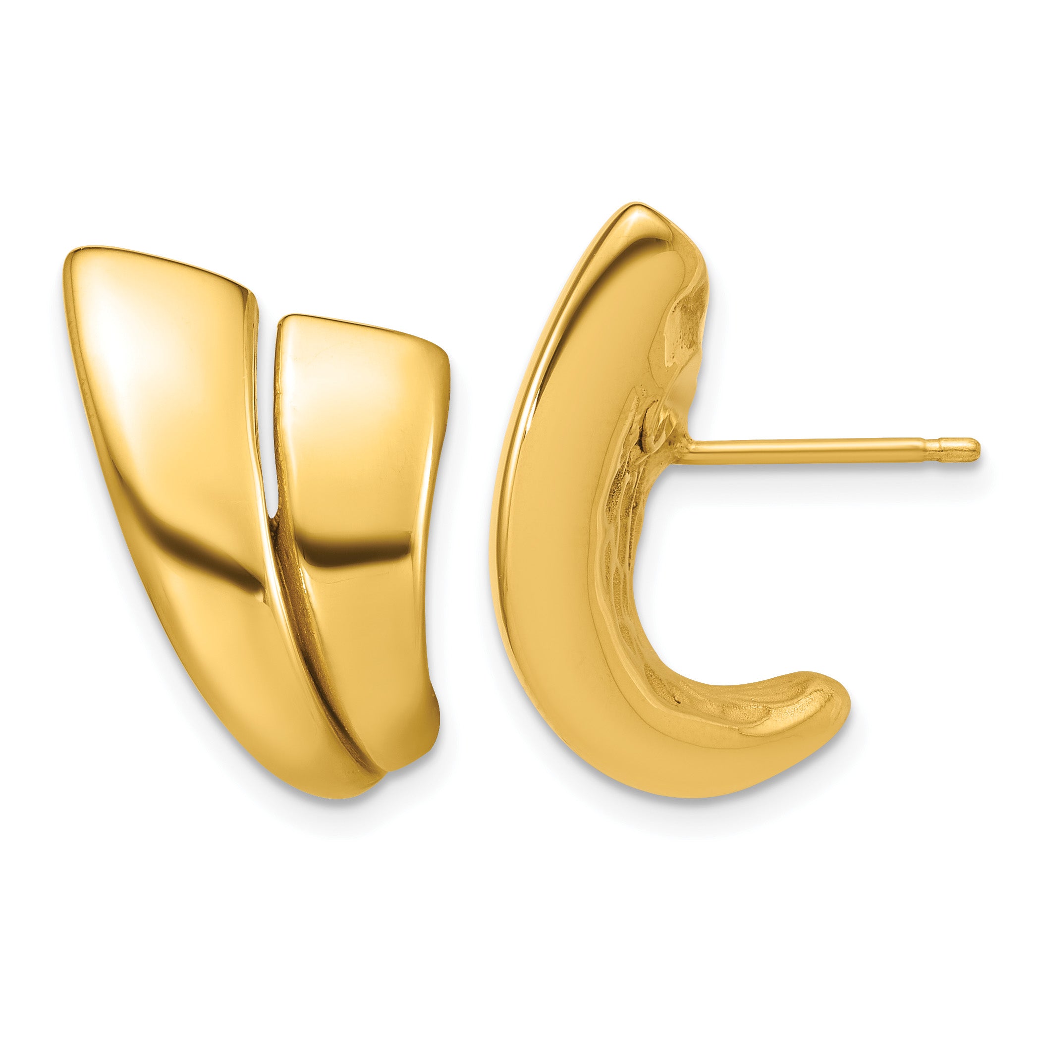 14K Yellow Gold Grooved Drop Earrings, 21.75mm