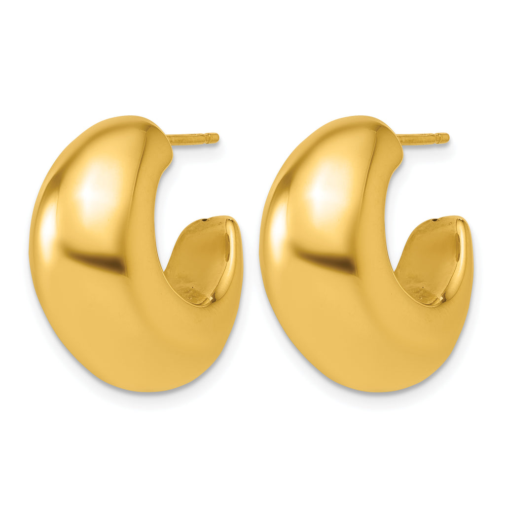14K Yellow Gold Puffed J-Hoop J-Hoop Earrings, 10mm