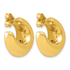 14K Yellow Gold Puffed J-Hoop J-Hoop Earrings, 10mm