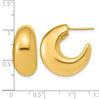 14K Yellow Gold Puffed J-Hoop J-Hoop Earrings, 10mm