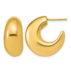 14K Yellow Gold Puffed J-Hoop J-Hoop Earrings, 10mm