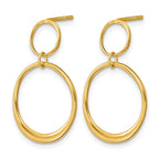 14K Yellow Gold Polished Drop Earrings, 24.5mm