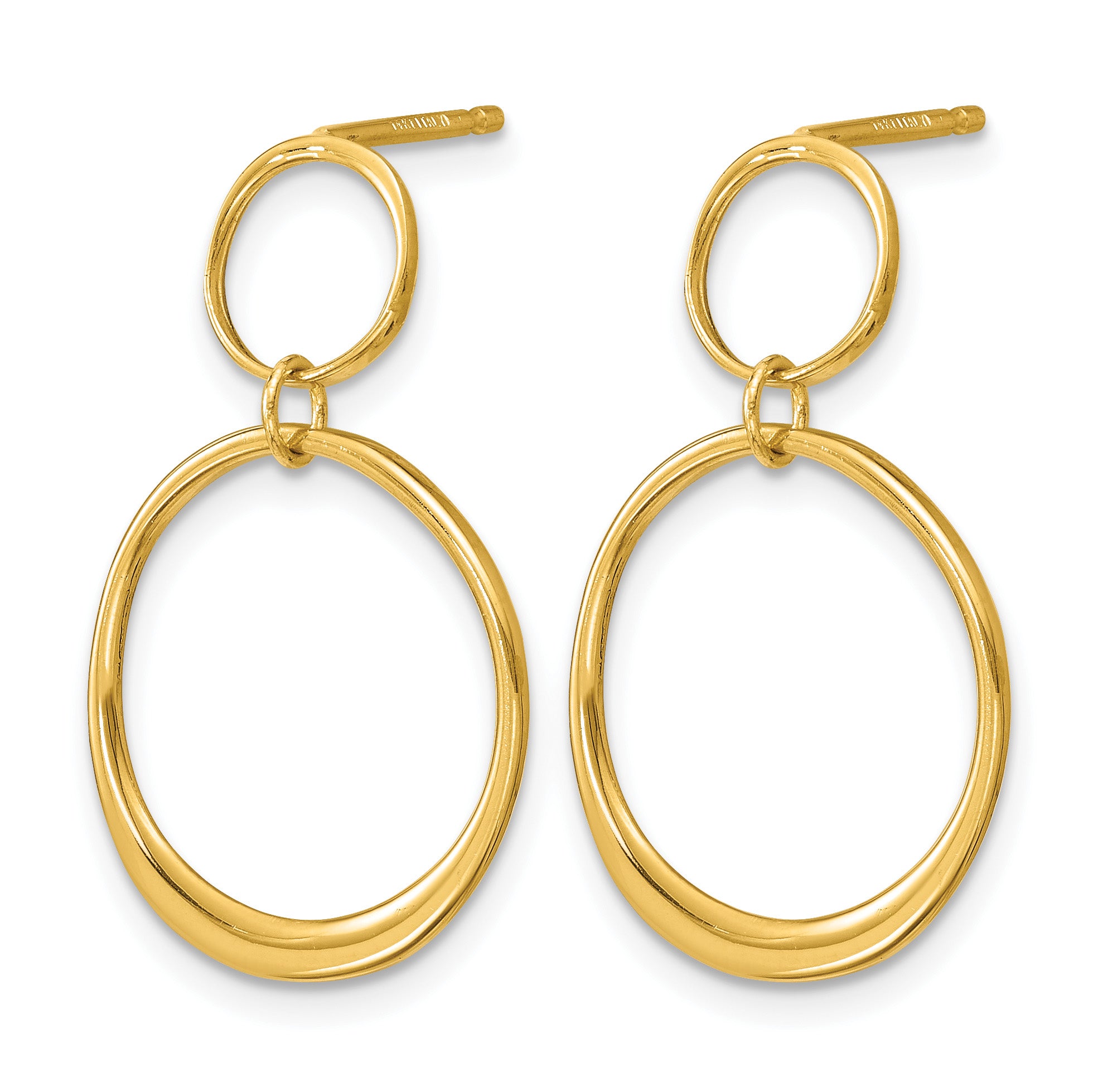 14K Yellow Gold Polished Drop Earrings, 24.5mm
